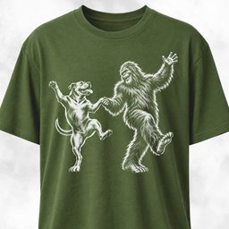Pittie Dancing With Sasquatch T Shirt Gift For Dog Lover