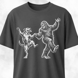 Pittie Dancing With Sasquatch T Shirt Gift For Dog Lover