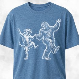 Pittie Dancing With Sasquatch T Shirt Gift For Dog Lover