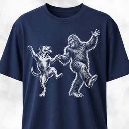 Pittie Dancing With Sasquatch T Shirt Gift For Dog Lover
