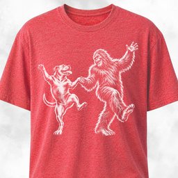 Pittie Dancing With Sasquatch T Shirt Gift For Dog Lover