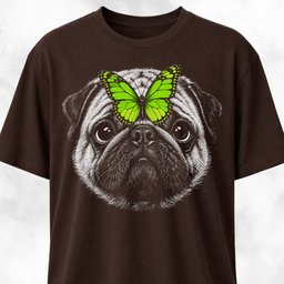 Pug With Butterfly T Shirt Gift For Dog Lover