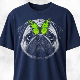Pug With Butterfly T Shirt Gift For Dog Lover
