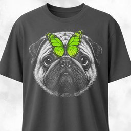 Pug With Butterfly T Shirt Gift For Dog Lover