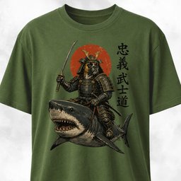 Samurai Boxer Riding A Shark T Shirt Gift For Dog Lover