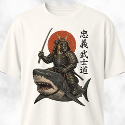 Samurai Boxer Riding A Shark T Shirt Gift For Dog Lover