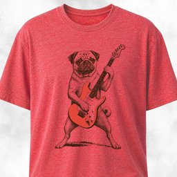 Pug Playing Guitar T Shirt Gift For Dog Lover