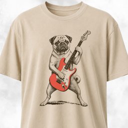 Pug Playing Guitar T Shirt Gift For Dog Lover