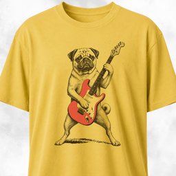 Pug Playing Guitar T Shirt Gift For Dog Lover
