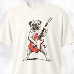 Pug Playing Guitar T Shirt Gift For Dog Lover