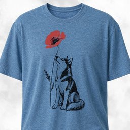 Red Flower Husky T Shirt Gift For Dog Lover
