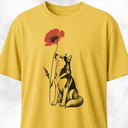 Red Flower Husky T Shirt Gift For Dog Lover