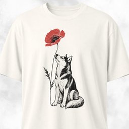 Red Flower Husky T Shirt Gift For Dog Lover