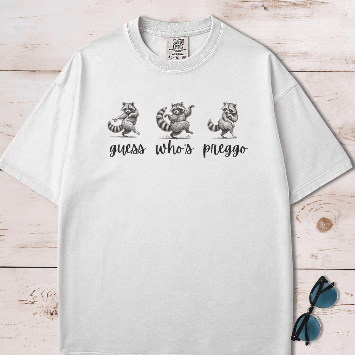 Guess Whos Preggo Raccoon Pregnancy Revealing T Shirt Gift For Dog Lover