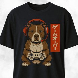 Retro Gamer Pitbull T Shirt Gift For Dog Lover