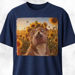 Sunflower Crowned Pitbull Selfie T Shirt Gift For Dog Lover