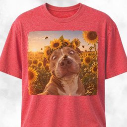 Sunflower Crowned Pitbull Selfie T Shirt Gift For Dog Lover