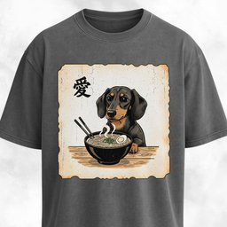 Japanese Style Dachshund Eating Ramen T Shirt Gift For Dog Lover