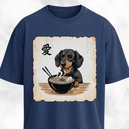 Japanese Style Dachshund Eating Ramen T Shirt Gift For Dog Lover