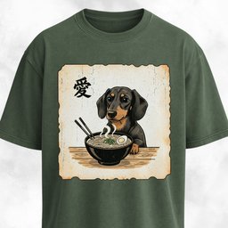 Japanese Style Dachshund Eating Ramen T Shirt Gift For Dog Lover