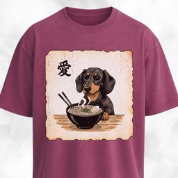 Japanese Style Dachshund Eating Ramen T Shirt Gift For Dog Lover