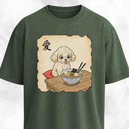 Japanese Poodle Eating Ramen T Shirt Gift For Dog Lover