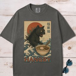 Hangry Catzilla Vintage Japanese Style T Shirt Gift For Dog Lover
