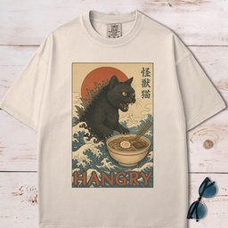 Hangry Catzilla Vintage Japanese Style T Shirt Gift For Dog Lover