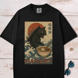 Hangry Catzilla Vintage Japanese Style T Shirt Gift For Dog Lover