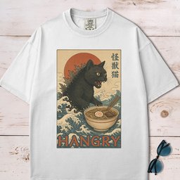 Hangry Catzilla Vintage Japanese Style T Shirt Gift For Dog Lover