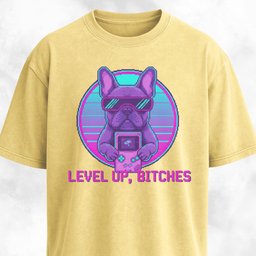 Level Up Bitches Retro French Bulldog T Shirt Gift For Dog Lover