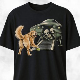 Goldie Playing With Aliens T Shirt Gift For Dog Lover
