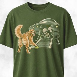 Goldie Playing With Aliens T Shirt Gift For Dog Lover
