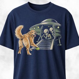 Goldie Playing With Aliens T Shirt Gift For Dog Lover