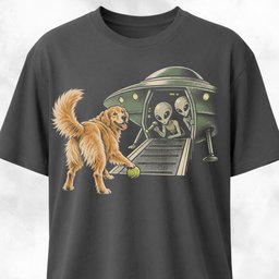 Goldie Playing With Aliens T Shirt Gift For Dog Lover