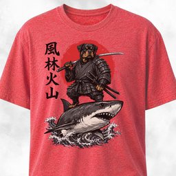 Samurai Rottweiler Riding A Shark T Shirt Gift For Dog Lover