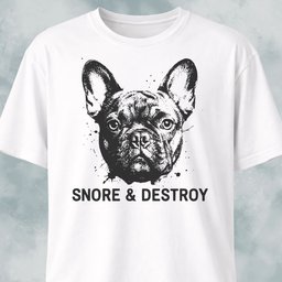 Snore And Destroy French Bulldog T Shirt Gift For Dog Lover