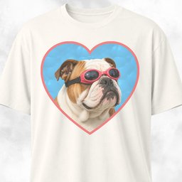 Swimming Pool Bulldog T Shirt Gift For Dog Lover