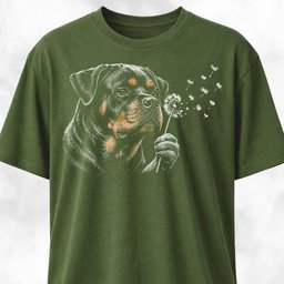 Rottweiler Blowing Dandelion T Shirt Gift For Dog Lover