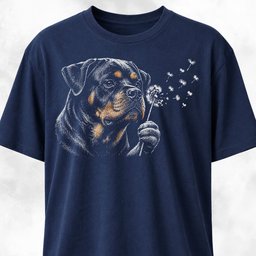 Rottweiler Blowing Dandelion T Shirt Gift For Dog Lover