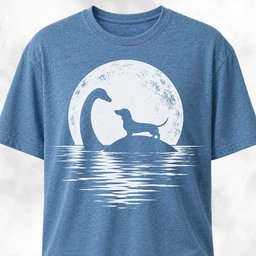 Moonlight Loch Ness With Dachshund T Shirt Gift For Dog Lover