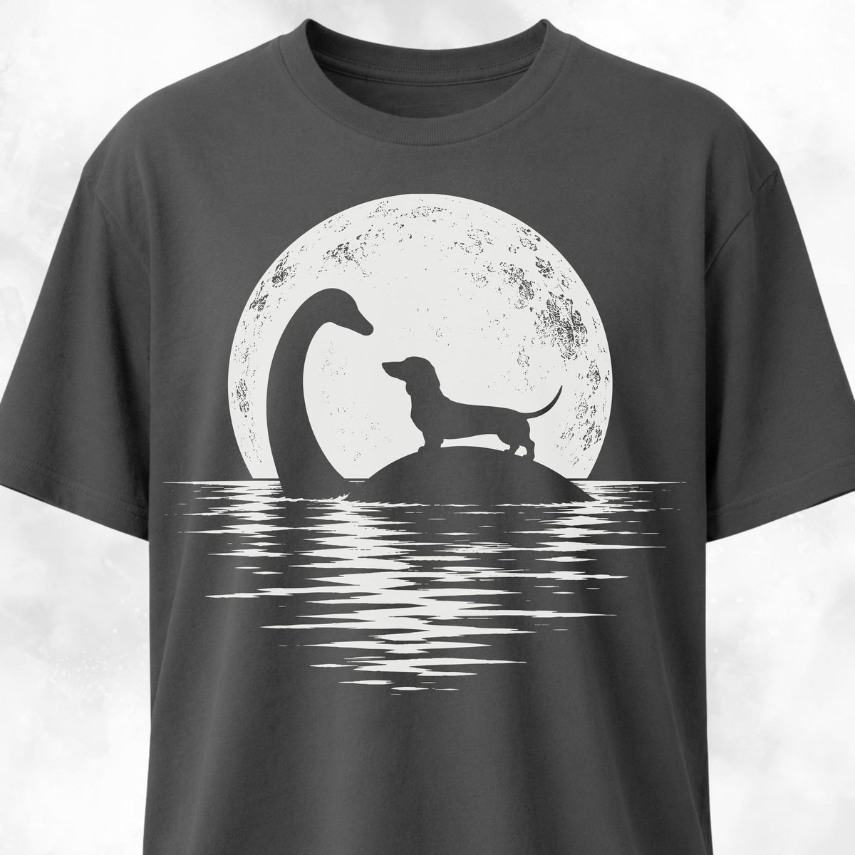 Moonlight Loch Ness With Dachshund T Shirt Gift For Dog Lover