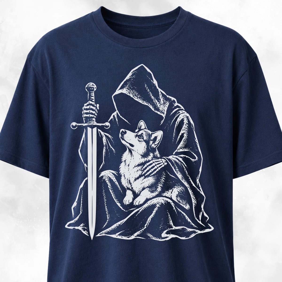 Grim Reaper Hugging A Corgi T Shirt Gift For Dog Lover