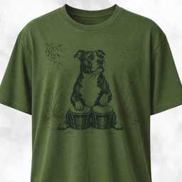 Pitbull Playing The Bongos T Shirt Gift For Dog Lover