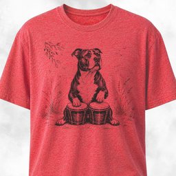 Pitbull Playing The Bongos T Shirt Gift For Dog Lover