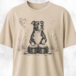 Pitbull Playing The Bongos T Shirt Gift For Dog Lover