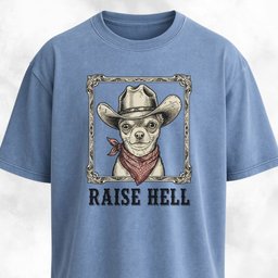 Raise Hell Cowboy Chihuahua T Shirt Gift For Dog Lover
