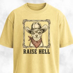 Raise Hell Cowboy Chihuahua T Shirt Gift For Dog Lover
