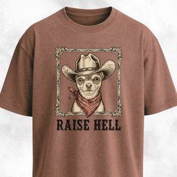 Raise Hell Cowboy Chihuahua T Shirt Gift For Dog Lover