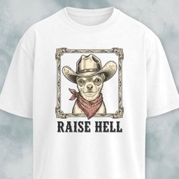 Raise Hell Cowboy Chihuahua T Shirt Gift For Dog Lover